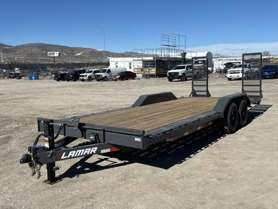 8.5x22 Lamar H6 Wide Body w/ Drive Over Fenders Equipment Trailer - 14K GVWR - D-Rings, Stand Up Ramps
