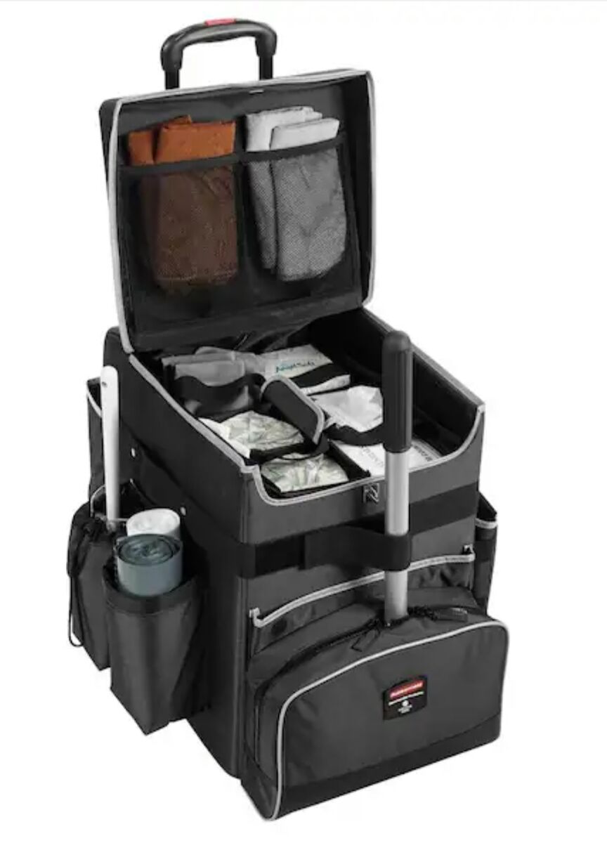 New in Box Rubbermaid 16.5 in. x 14.3 in. x 21 in., 40 lb. Capacity Dark Gray Medium Executive Quick Cart