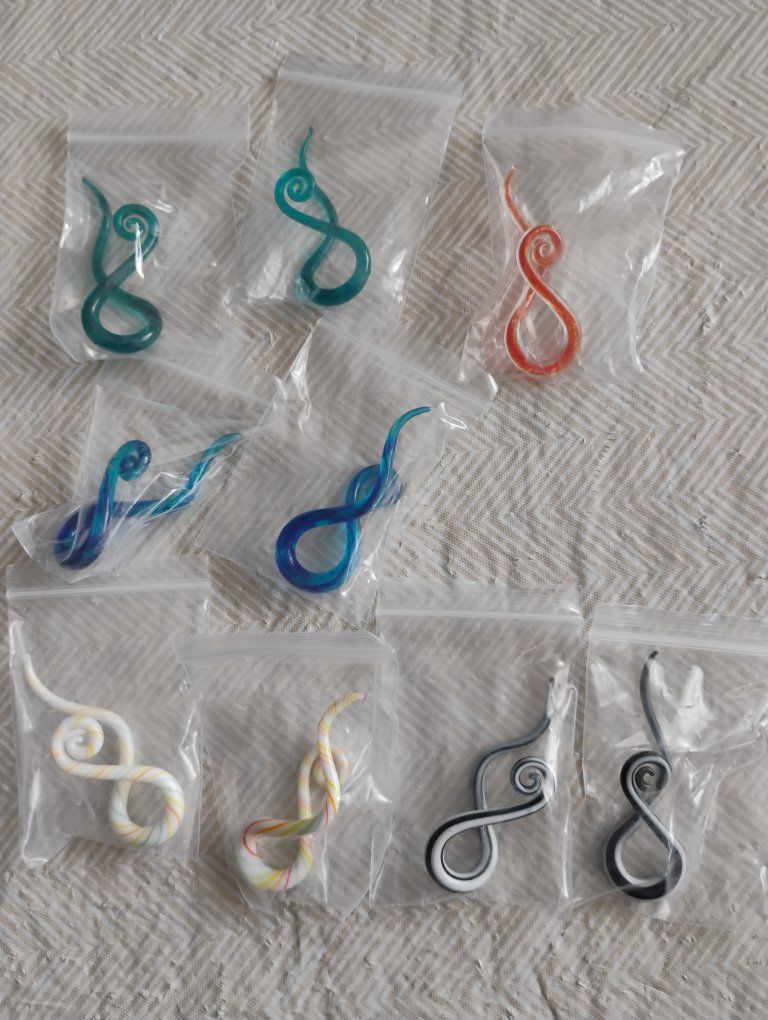 New! Glass Spiral Ear Taper Hangers Gauges Collection - Assorted Colors