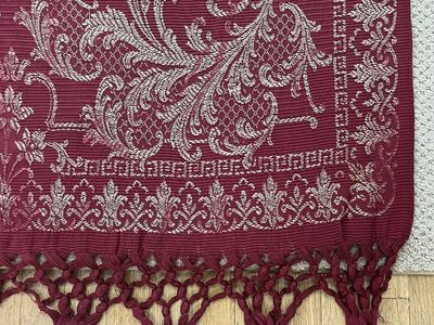 Beautiful Cranberry Colored Bellissimo Fringed Throw or Bedspread -Antique and Heavy