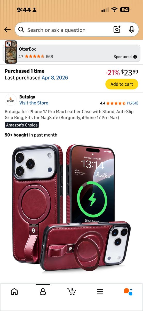 iPhone Pro Max leather case w/ stand.