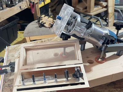 Compact Router with Base and Woodworking Router Bit Set