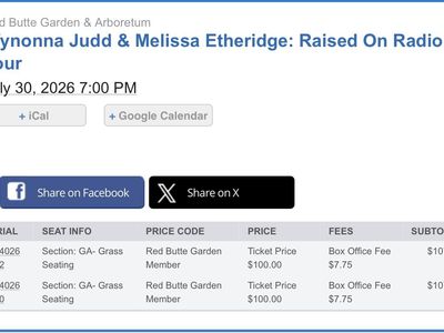Wynonna Judd & Melissa Etheridge Tickets - Red Butte Garden July 30, 2026
