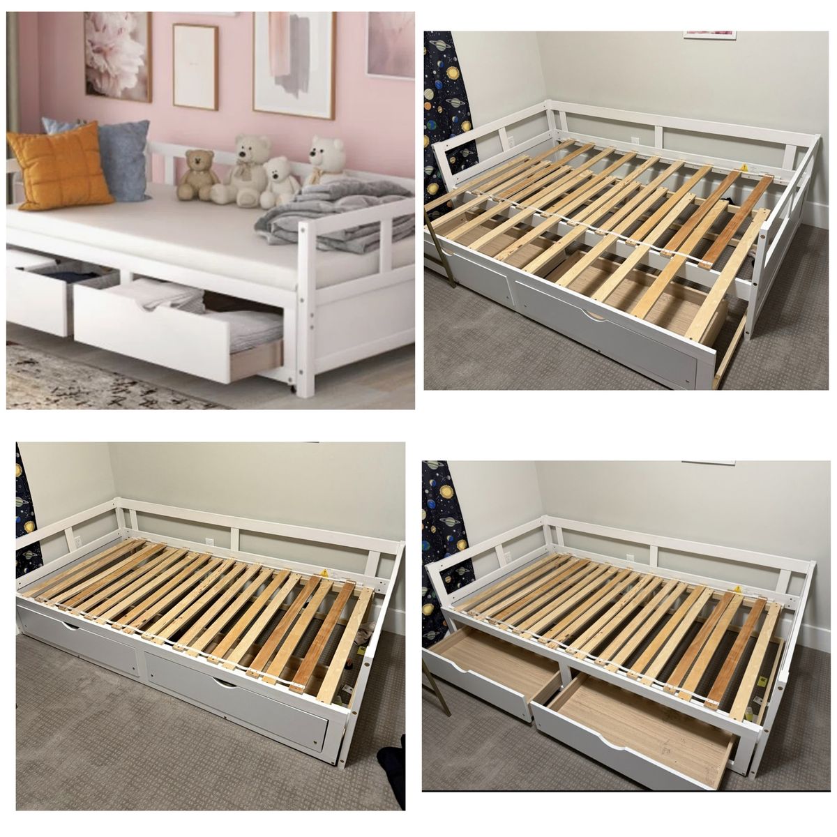 Twin Trundle Day Bed With 2 Storage Drawers