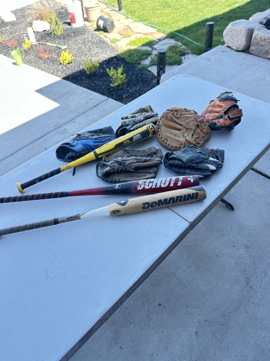 Baseball Gear Bundle - Easton, DeMarini, Schutt Bats and Gloves