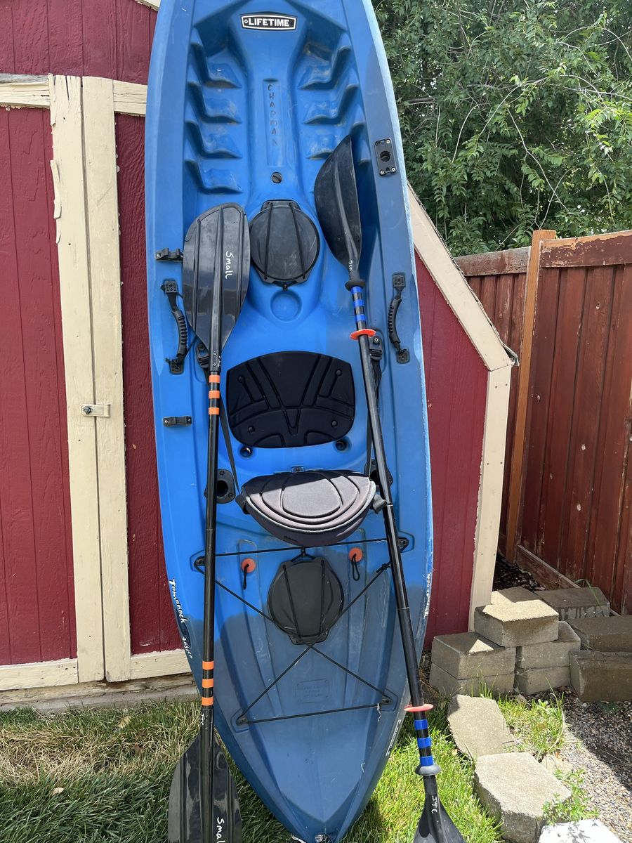 Lifetime Tamarack Angler 100 Fishing Kayak - Blue, 10 ft, with 2 Paddles, large and small