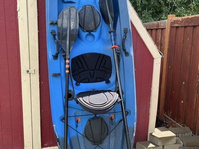 Lifetime Tamarack Angler 100 Fishing Kayak - Blue, 10 ft, with 2 Paddles, large and small