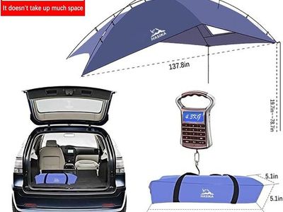 Hasika Portable Tailgate SUV Vehicle Awning Sun Shade Canopy Shelter-$70