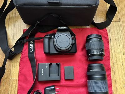 Canon EOS Rebel T6 DSLR Camera With EFS 18-55mm, EF 75-300mm Lenses, Battery, Charger & Carry Bag