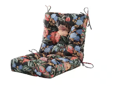 Brand New in Packaging - Black Floral Patio Furniture Chair Cushion - Qty 1