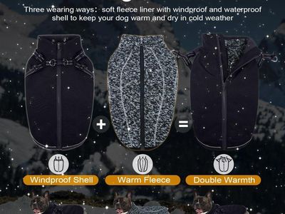Lelepet Dog Coat 3 in 1 Waterproof Dog Winter Jack