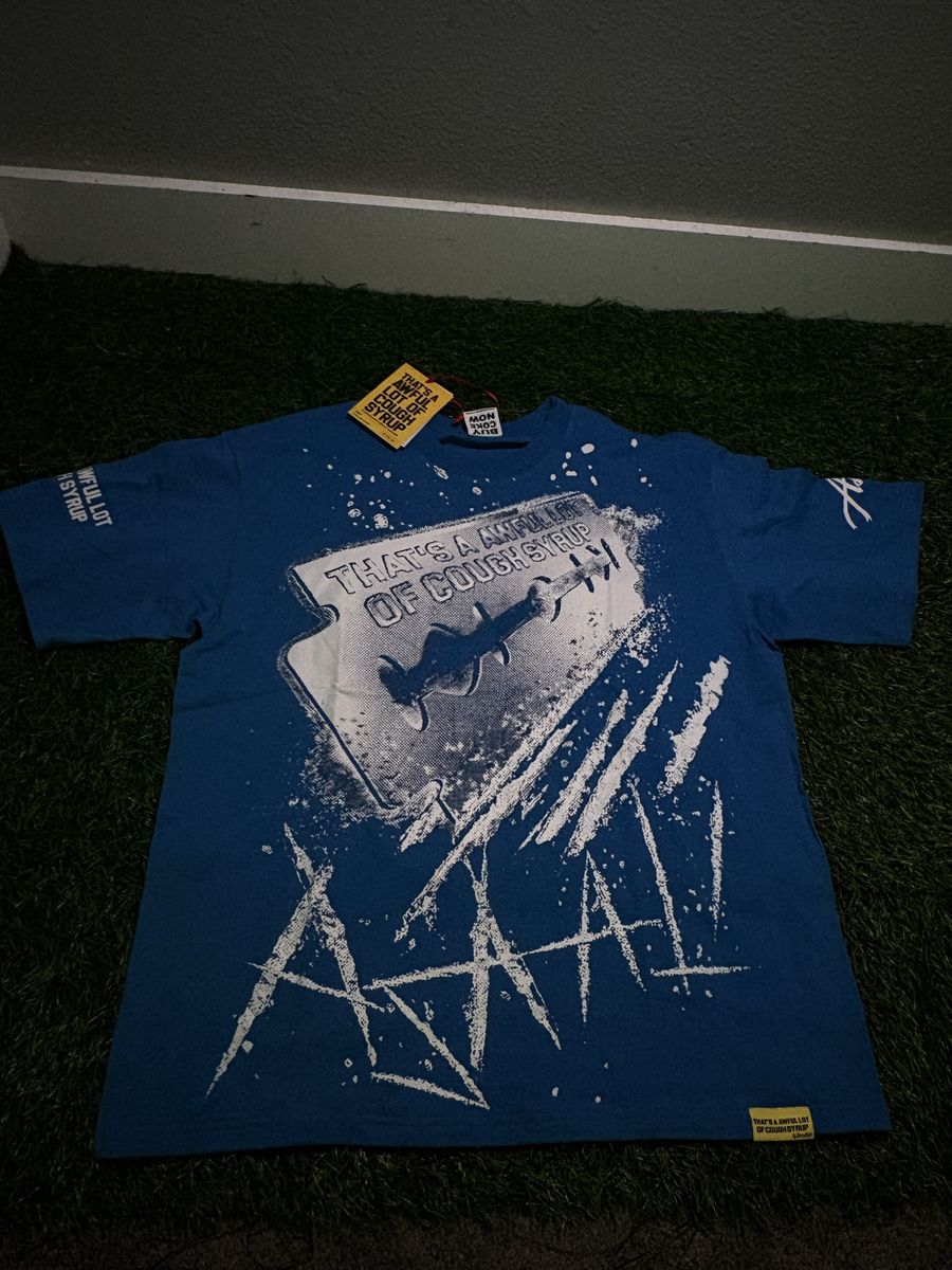 That's A Awful Lot Of Cough Syrup x Asaali Royal Blue Graphic T-Shirt XL 