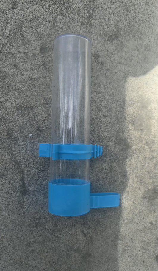 Blue and Clear Plastic Bird Feeder Tube