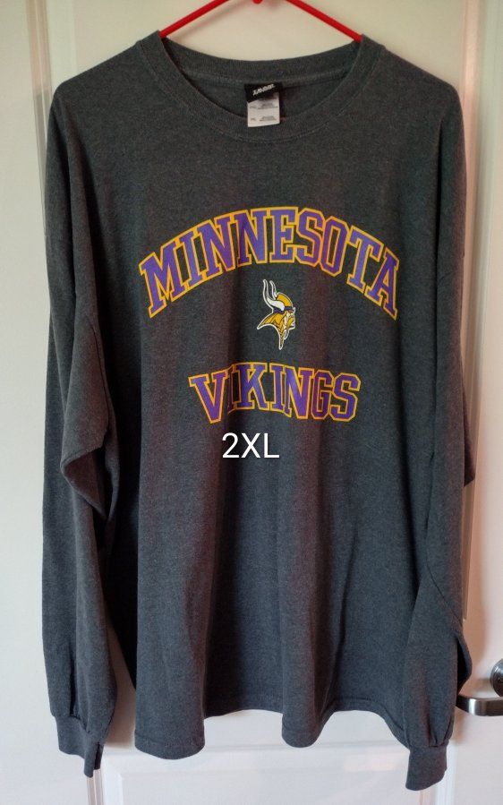 Minnesota Vikings 2XL Gray Long Sleeve T-Shirt NFL Football Fan Apparel