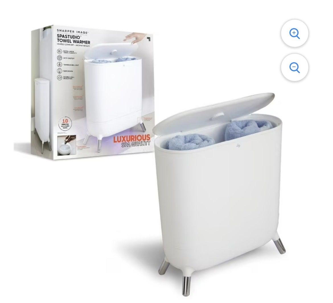 Brand New - Sharper Image® SpaStudio™ Towel Warmer, Heated Comfort + Aromatherapy