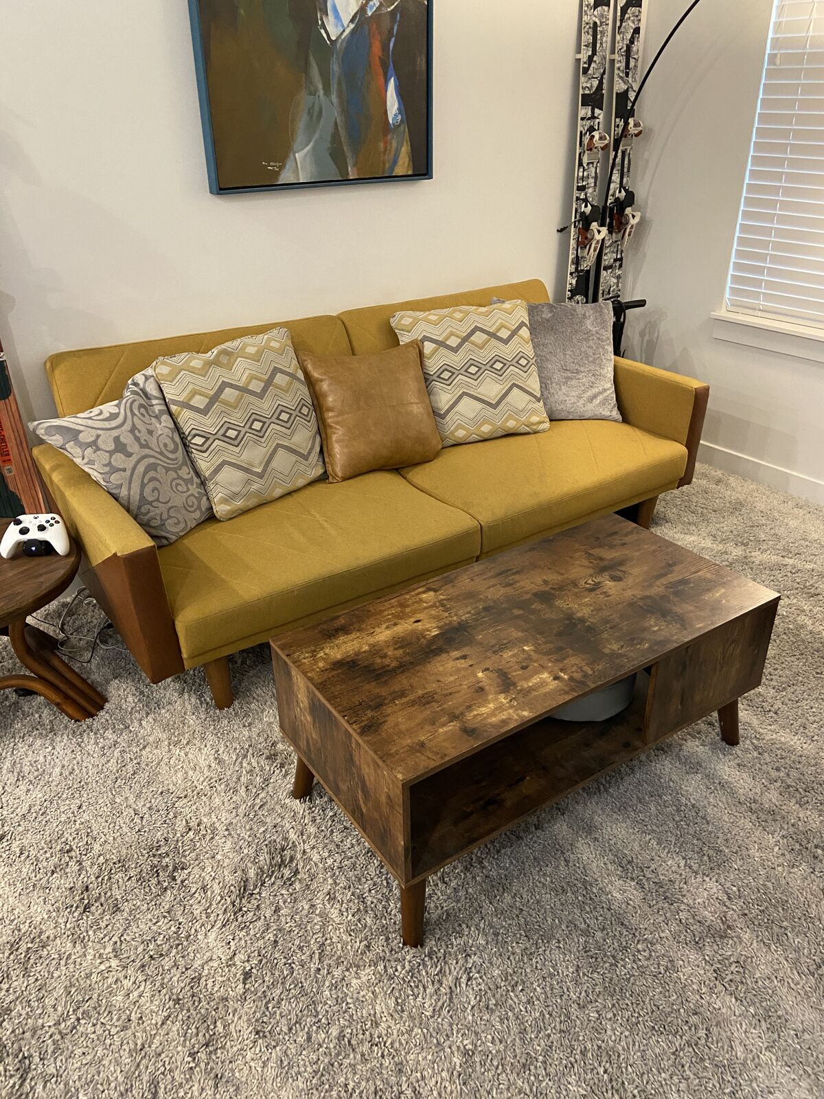 Couch/Futon - Yellow and brown