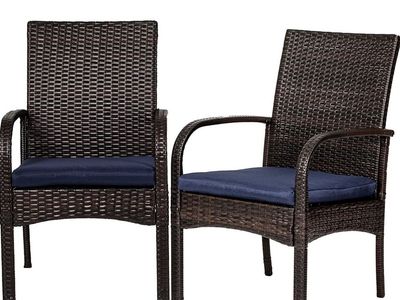(2) New Outdoor Wicker Dining Chairs, Patio Rattan Chairs
