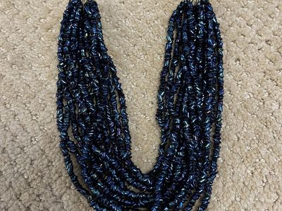 Gorgeous Dark Navy Blue Glass Beaded Choker/Necklace- Vintage