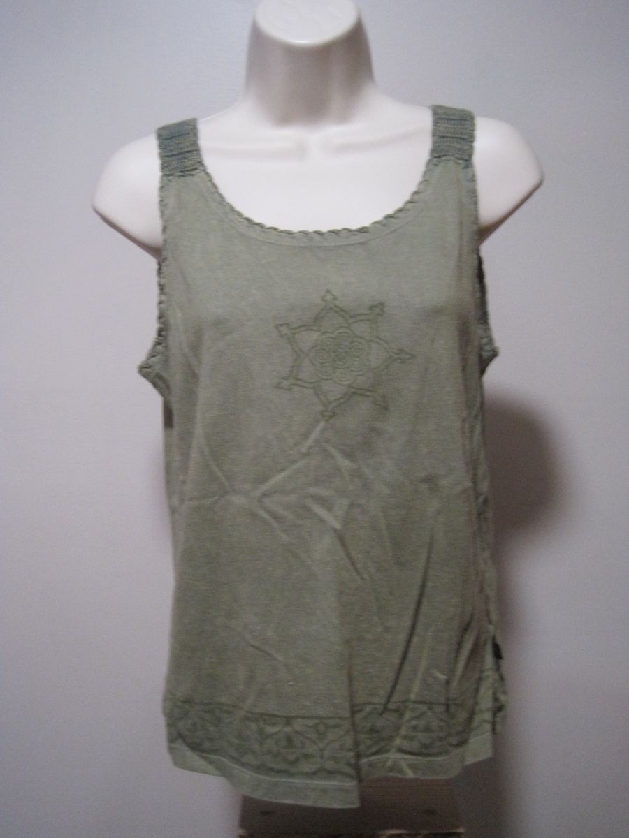 Kuhl Women Medium Green Mandala Graphic U-Shaped Neck Sleeveless Klover Tank Top