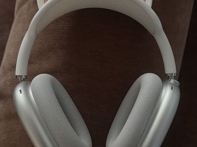 Apple AirPods Max Over-Ear Wireless Headphones in Silver with Cute Silicone Cat Ears Attachment