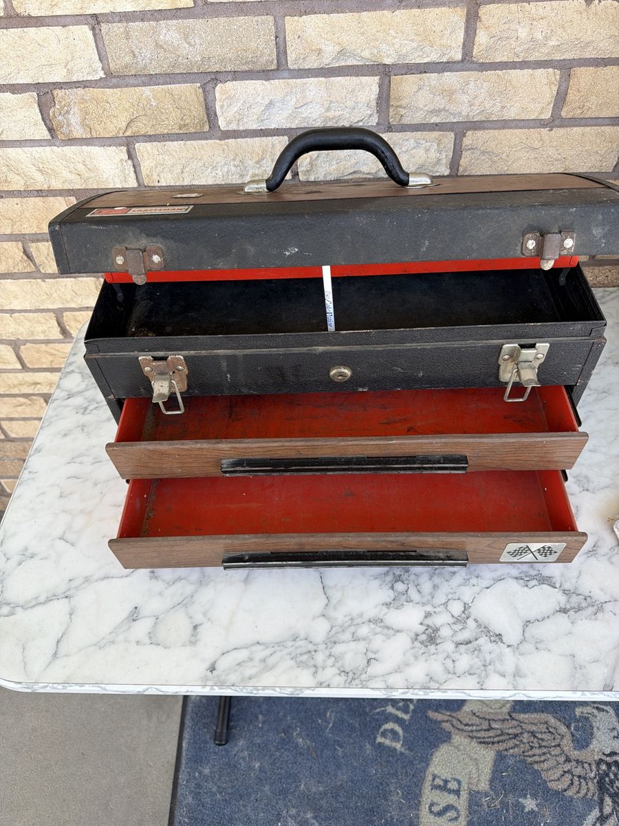 Vintage Sears Craftsman Toolbox with 2 Drawers - Metal Tool Chest Storage Organizer