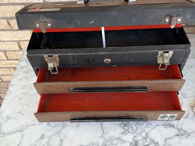 Vintage Sears Craftsman Toolbox with 2 Drawers - Metal Tool Chest Storage Organizer