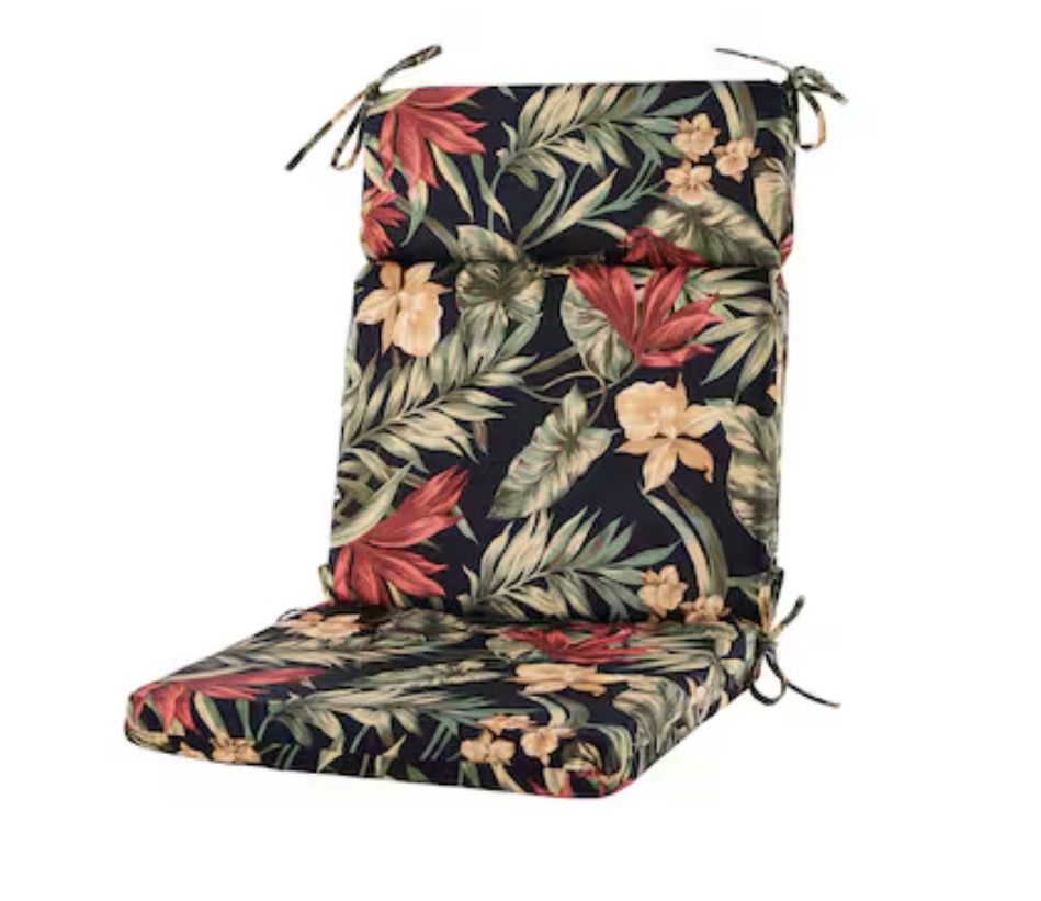 Set of 4 Outdoor Patio Chair Cushions – Floral Print | New