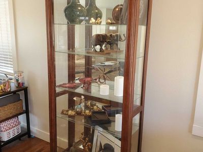 Wooden Glass Display Curio Cabinet with Mirrored Back