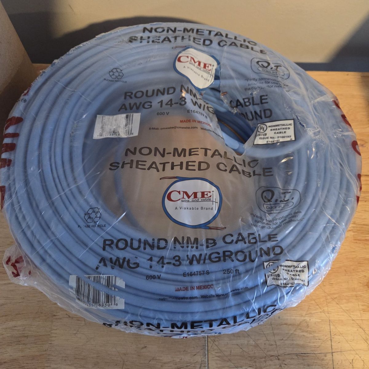 CME WIRE ROUND NM-V CABLE 14-3 WITH GROUND 250'FT