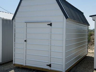 8x16 Lofted Barn Wood frame/Metal Siding WHITE/BLACK