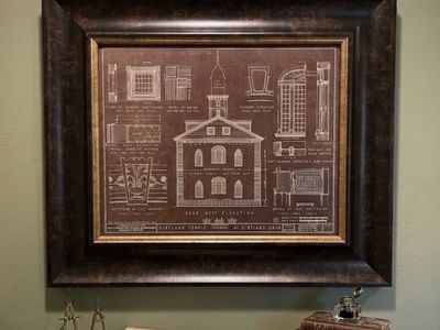 Framed Kirtland Temple Mormon Blueprint Historical Drawing Art Print