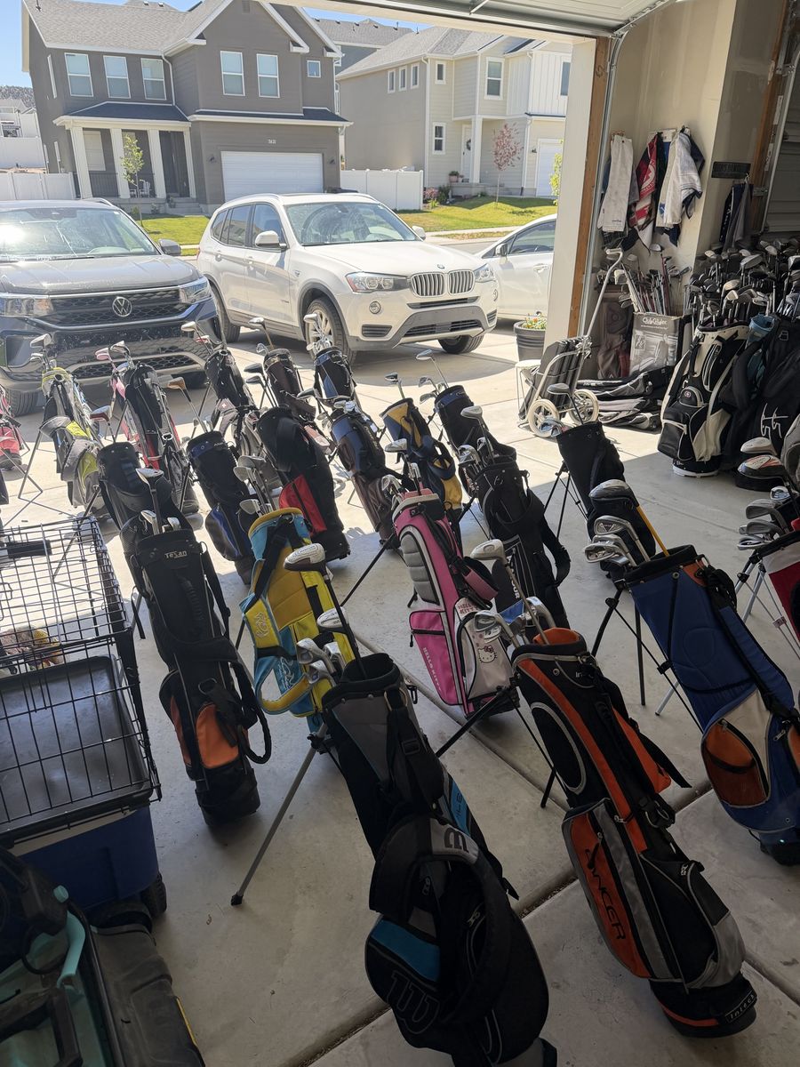 Kids Jr golf clubs and stand bags