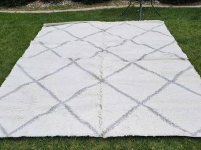 8x10 Moroccan Shag Area Rug Cream Gray – New #220