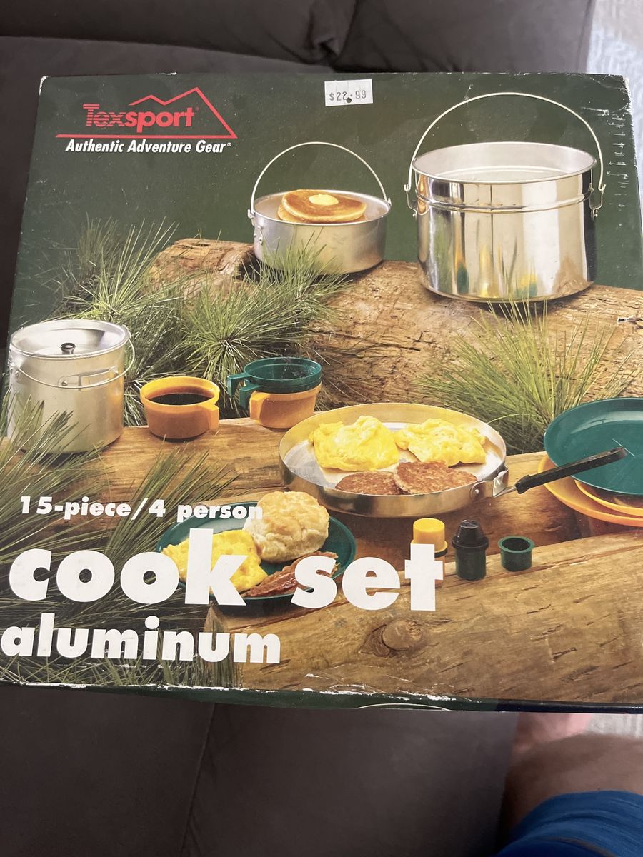 Texsport 15-Piece Aluminum Cook Set - Authentic Adventure Gear for 4 People, New