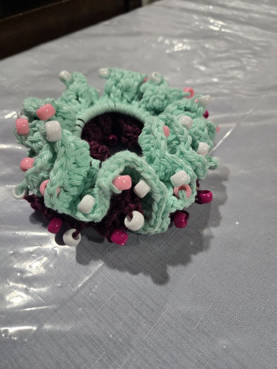 Handmade Crochet Scrunchie with beads