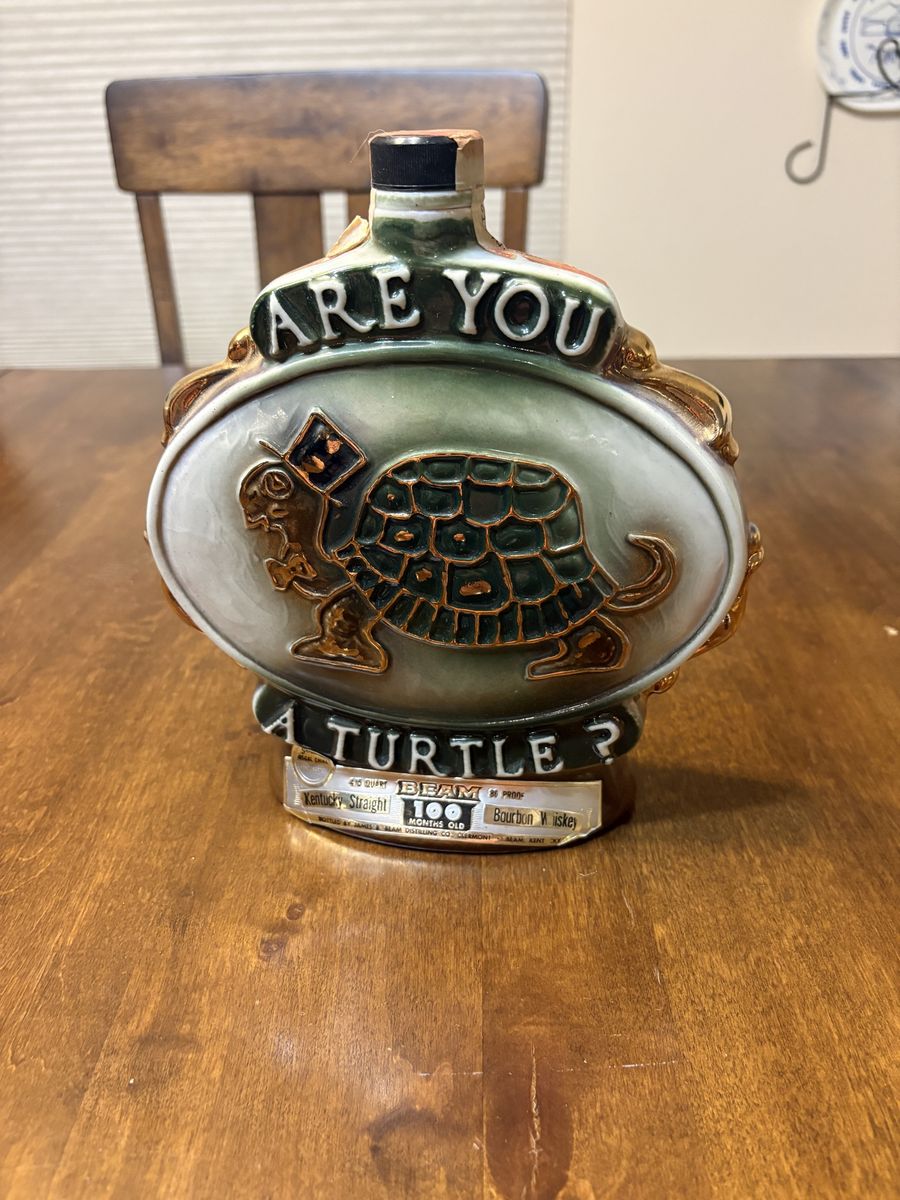 Vintage Jim Beam 'Are You A Turtle?' / 'How Sweet It Is' Ceramic Decanter