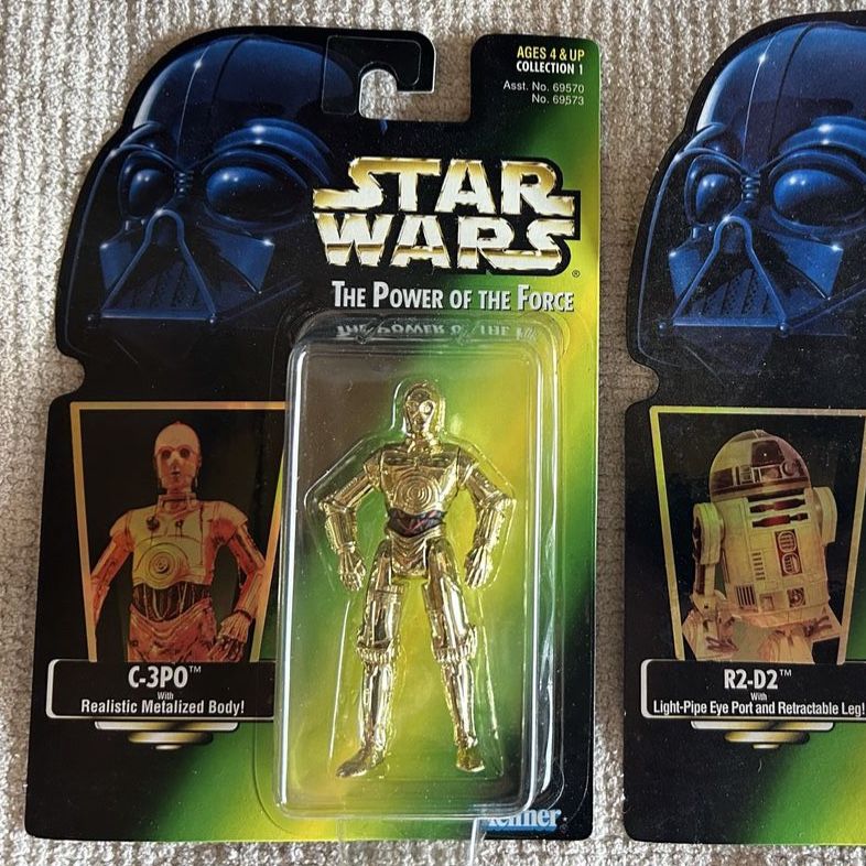 90’s Star Wars The Power of the Force C-3PO Action Figure Green Card Kenner 1995 Holographic Sticker