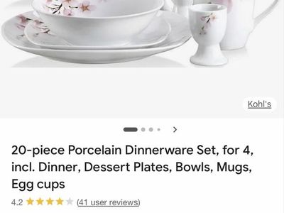 Veveet Annie Floral 20-Piece Porcelain Dinnerware Set - Service for 4