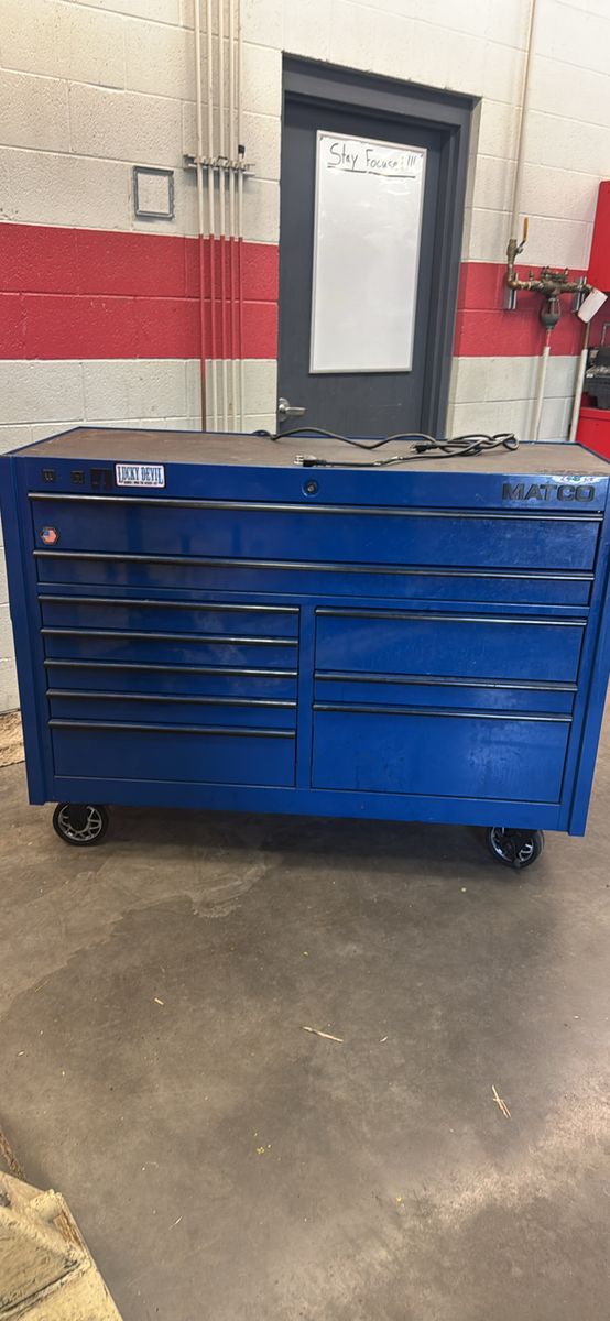 Matco 4S Two Bay Tool Box - 56" Blue with Power Drawer & Outlets, Minor Scratches