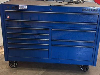 Matco 4S Two Bay Tool Box - 56" Blue with Power Drawer & Outlets, Minor Scratches