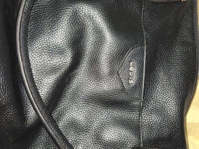 Lodis Black Leather Tote Bag with Floral Print Lining, Spacious Handbag
