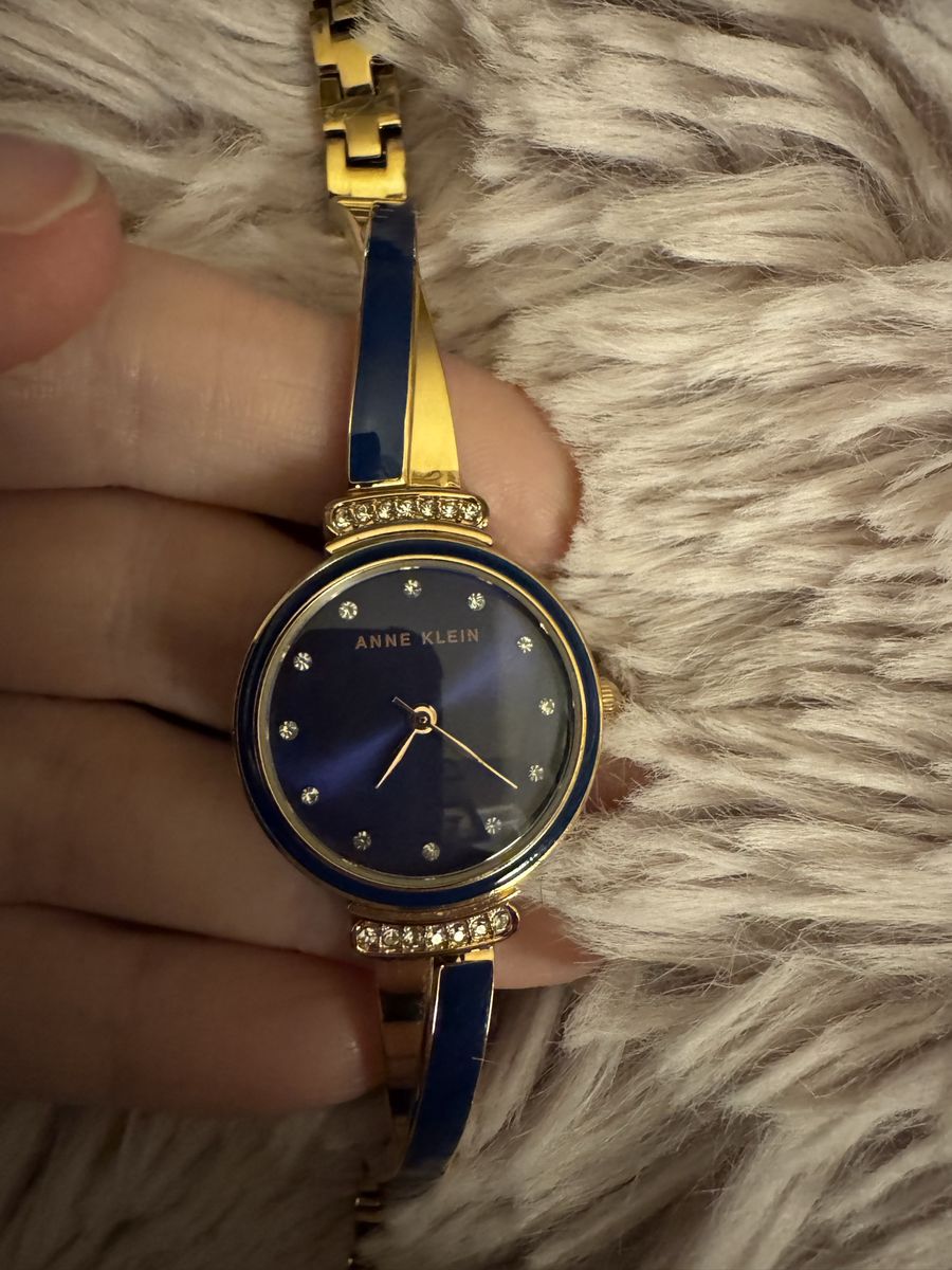Blue and gold watch