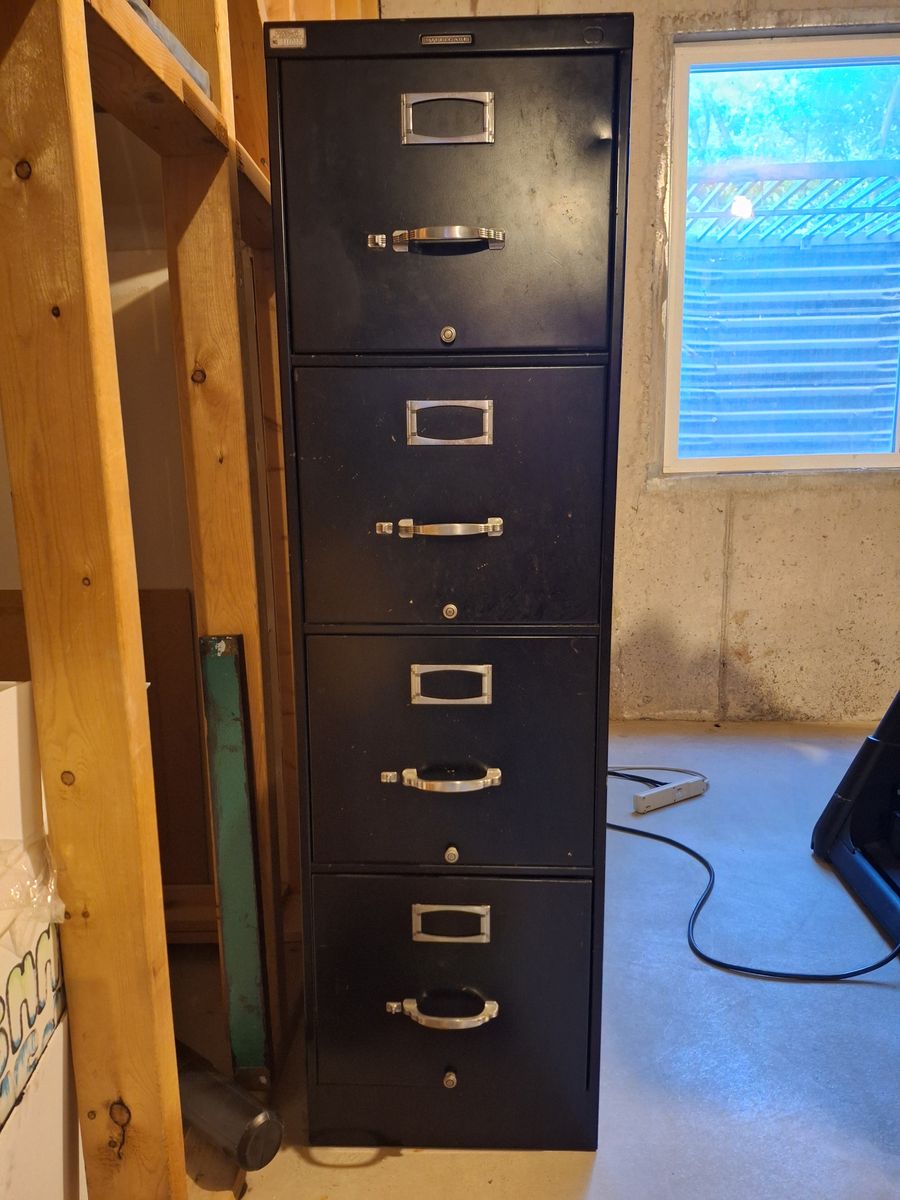 Black, Four Drawer Filing Cabinet