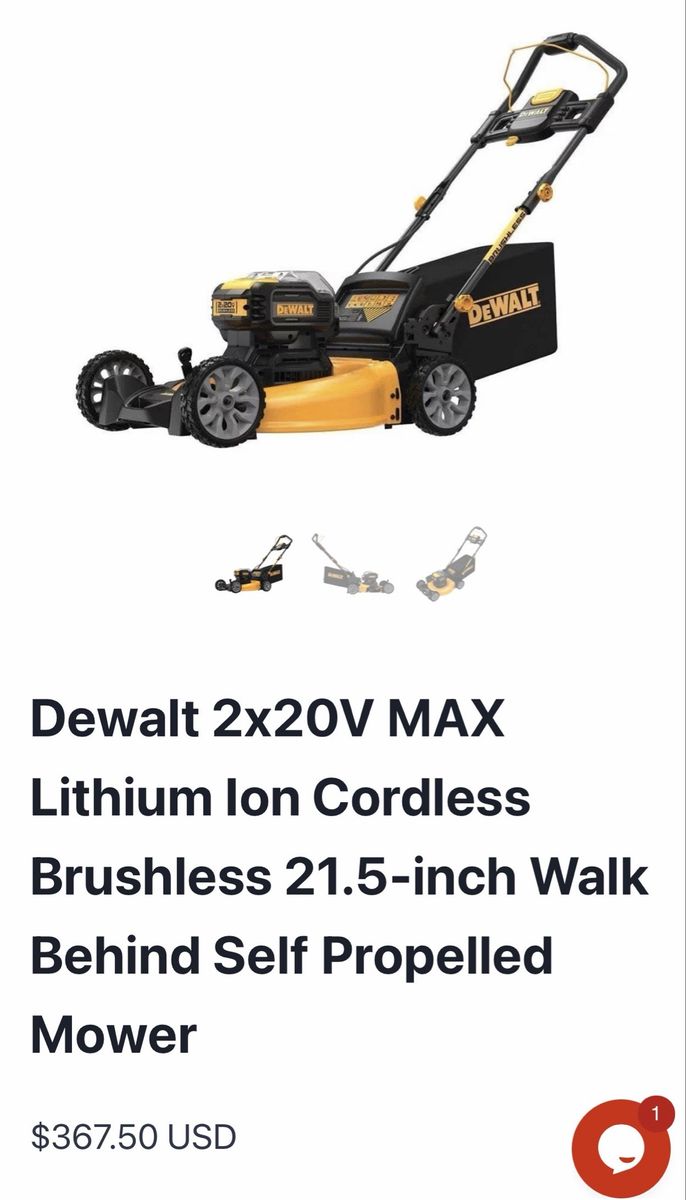 Dewalt 2x20V MAX Lithium Ion Cordless Brushless 21.5" Self-Propelled Walk-Behind Mower