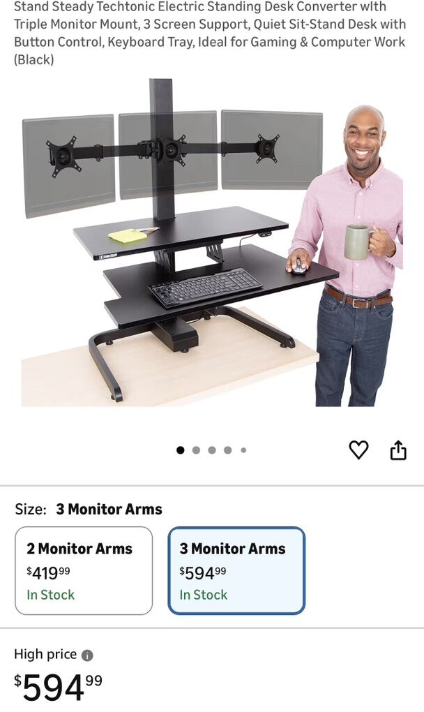 Standy Steady Electric Desk  Triple Monitor  Mount