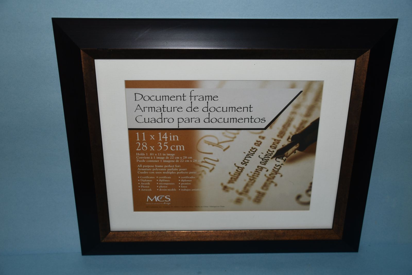 . DOCUMENT FRAME ~ DIPLOMAS, AWARDS, ACHIEVEMENTS ~ HOLDS  8.5" x 11" IMAGES ~ BRONZE with BRUSHED GOLD
