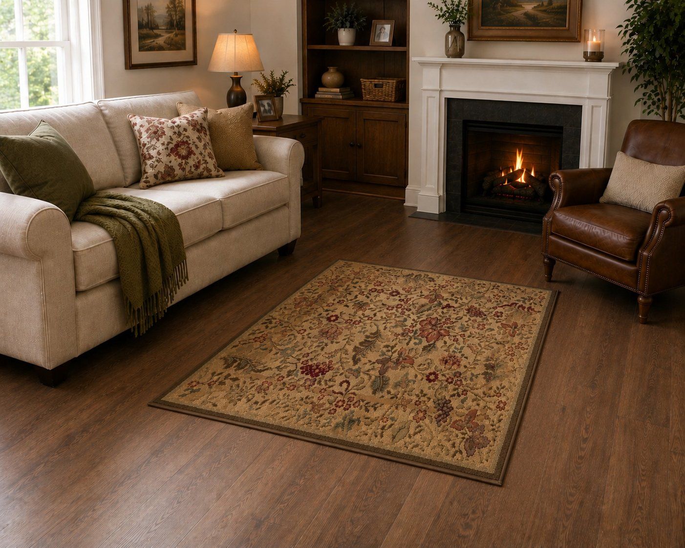 Large Floral Accent Rug 46x62 – Traditional Vintage Style – Farmhouse & Cottage Decor