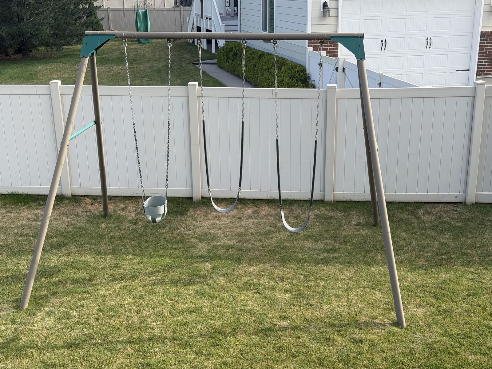 Lifetime A-Frame Metal Swing Set - 4 Swings (2 Belt, 1 Toddler, 1 Disc)