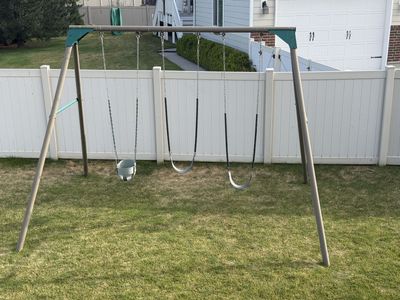Lifetime A-Frame Metal Swing Set - 4 Swings (2 Belt, 1 Toddler, 1 Disc)