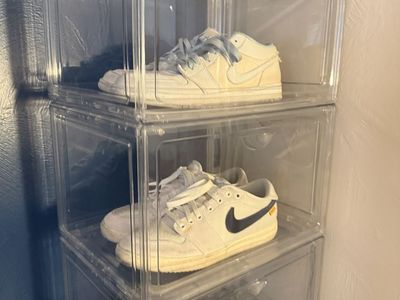 16-Pack Clear Plastic Stackable Shoe Storage Boxes - Front Drop Door Display Cases